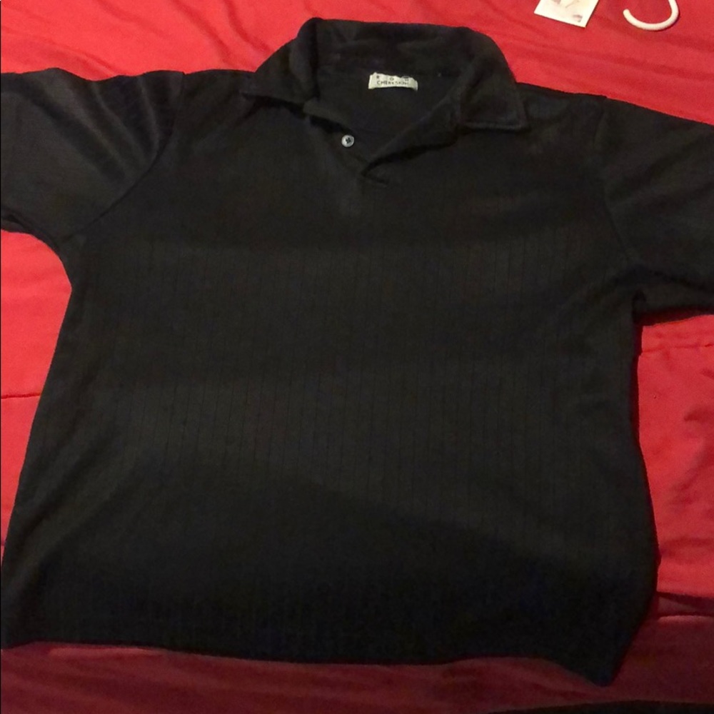 Large men’s black silk collared shirt